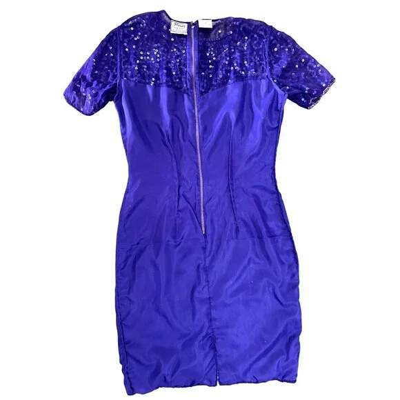 All Silk Vintage Dress by Stenay Size 4 Purple Sequin Cocktail Party Glam Core - Picture 13 of 13